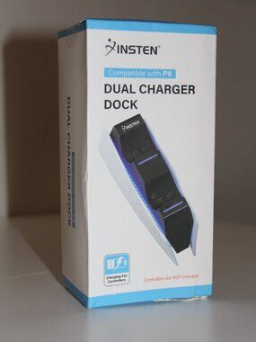 Playstation 5 PS5 Dual Charging Dock Station Insten Brand New White Blue Lights